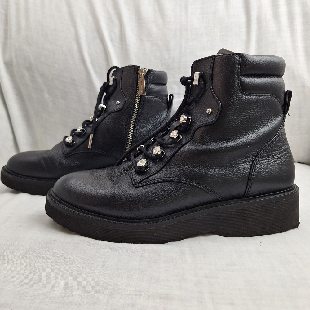 Y2K Whimsigoth Michael Kors Black 9M Crystal Combat Boots Corey Women PV211